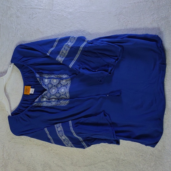 Medium royal blue 1/2 sleeve shirt, With Embroidery Detail by Ruby Rd. - Picture 13 of 14